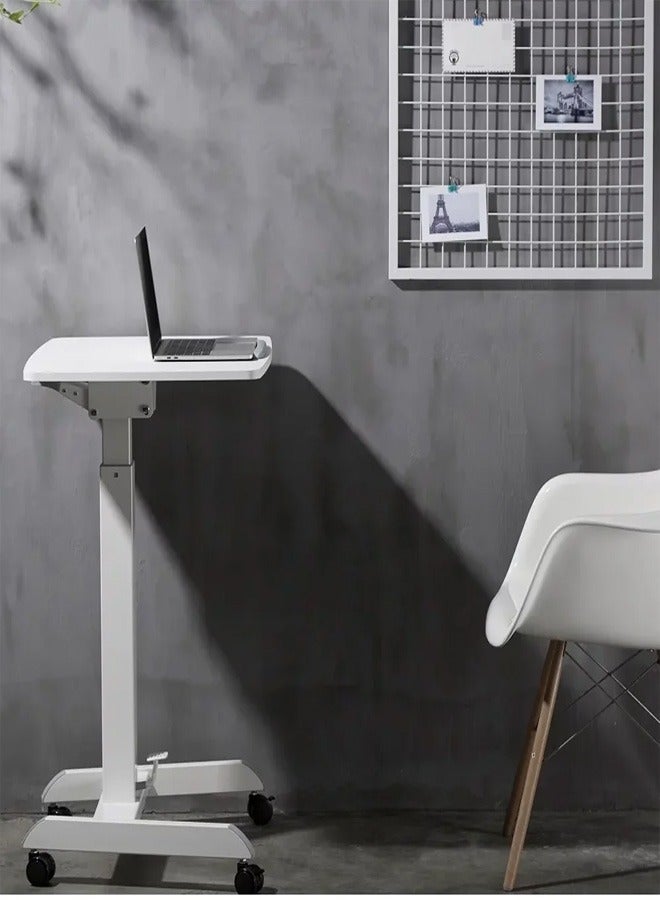 سكيل تك محطة عمل Skilltech SH WS07 المتنقلة بعجلات قابلة لتعديل الارتفاع | مكتب للجلوس والوقوف مع سطح مكتب قابل للإمالة (0°-30°) | تحكم في الارتفاع بدواسة القدم | لون أبيض - Image 3