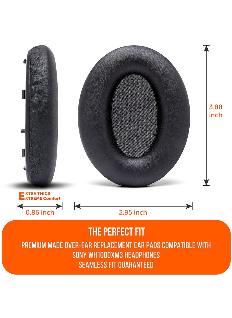 Generic - Earpads for Sony WH-1000XM3, A Pair of Replacement Ear Cushion Pads with Protein Leather and Memory Foam for Sony WH 1000XM3 Noise canceling Extra Thick Headset, Black - Image 1