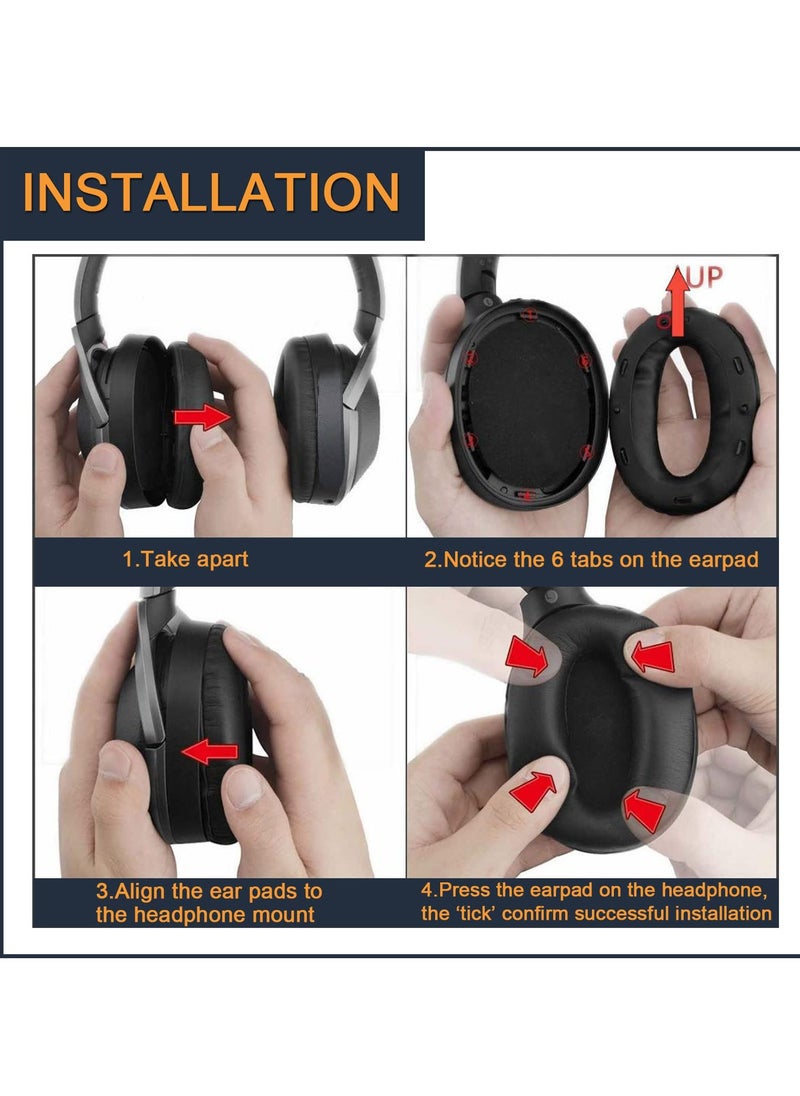 Generic - Earpads for Sony WH-1000XM3, A Pair of Replacement Ear Cushion Pads with Protein Leather and Memory Foam for Sony WH 1000XM3 Noise canceling Extra Thick Headset, Black - Image 1