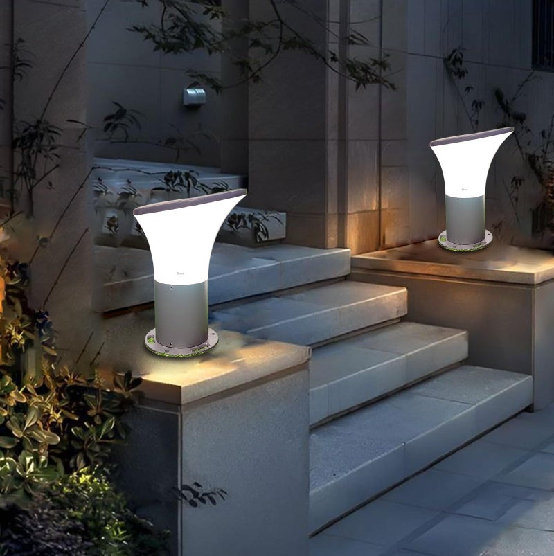 Lyse Decor Aluminium Gate Light for Outdoor Waterproof, Gate Light Lamp for Home Entrance, Pillar Light of Garden (Pack of 2) (Grey) - Image 1