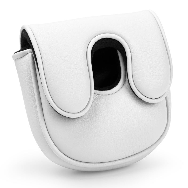 Golf Mallet Putter Cover for DF3 Center Shafted Putter Head Cover Mallet Putter Headcover Magnetic Synthetic Leather Mallet Putter Cover Club Protective Case for Men Women White