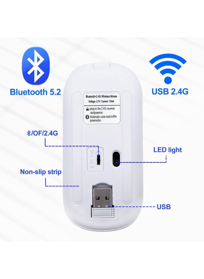 Wireless Bluetooth Mouse for iPad/MacBook Pro/Air/Laptop/pc Rechargeable Silent Mouse Portable Slim for Surface Pro/Lenovo/Samsung Tablet (Jade Green) - Image 2