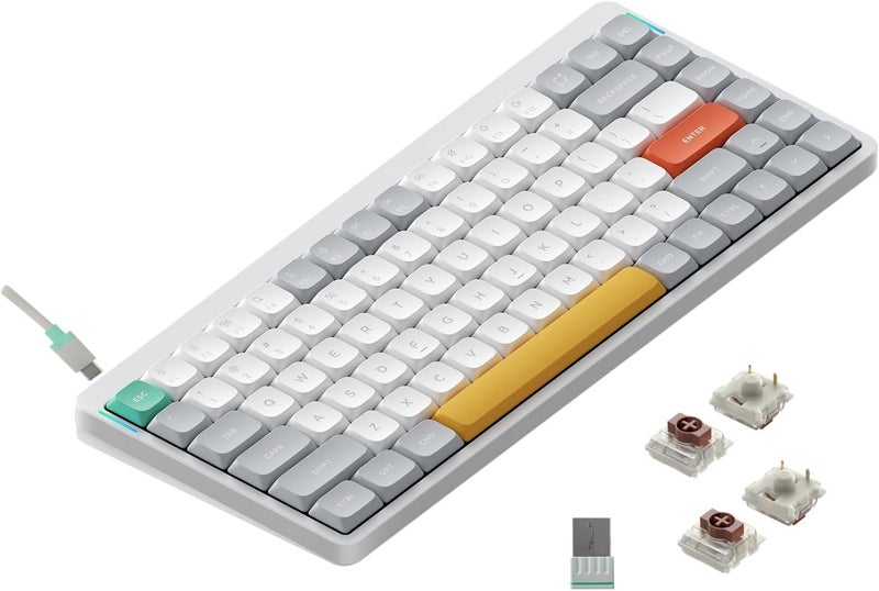 Nuphy Air75 V2 Portable 75% Mechanical Keyboard,Wireless Keyboard,Supports Bluetooth/2.4G/USB-C RGB Bluetooth Keyboards,Compatible with Windows/Mac OS/Linux Systems White-Gateron Brown Switch - Image 1