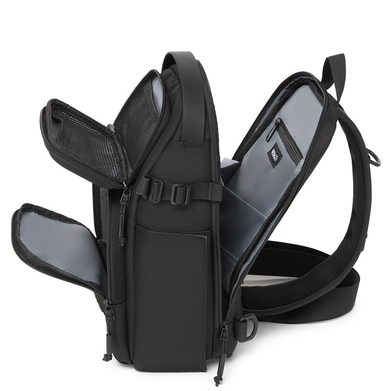 OZUKO Tactical Sling Bag, Black Small Crossbody Backpack for Men, Casual Shoulder Chest Bag for Travel, Work & Everyday Use - Image 2