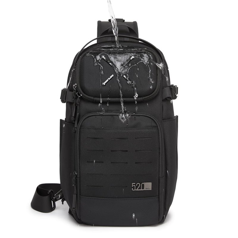 OZUKO Tactical Sling Bag, Black Small Crossbody Backpack for Men, Casual Shoulder Chest Bag for Travel, Work & Everyday Use - Image 5