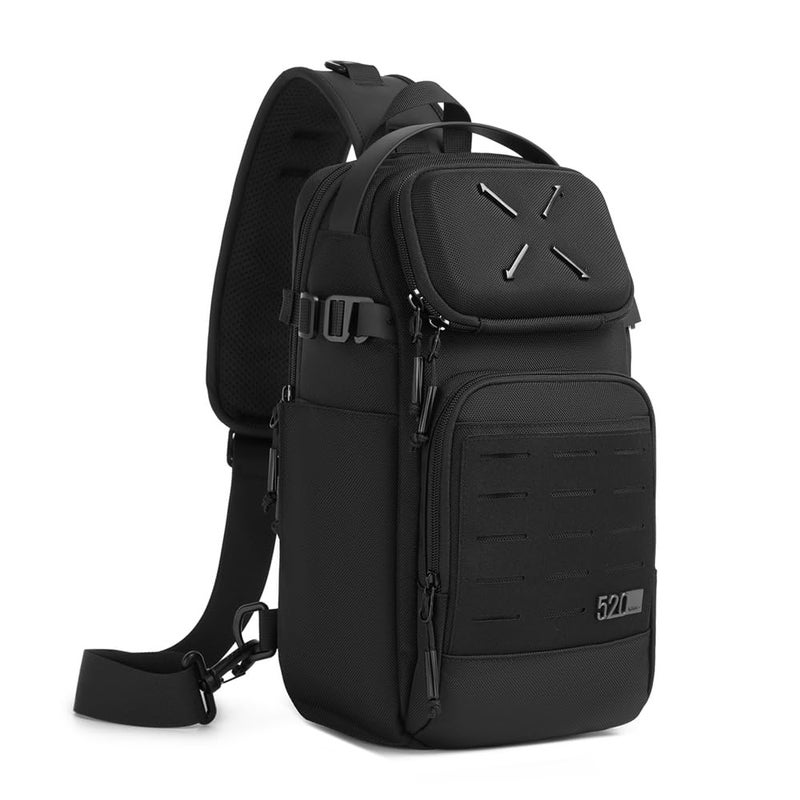 OZUKO Tactical Sling Bag, Black Small Crossbody Backpack for Men, Casual Shoulder Chest Bag for Travel, Work & Everyday Use - Image 1