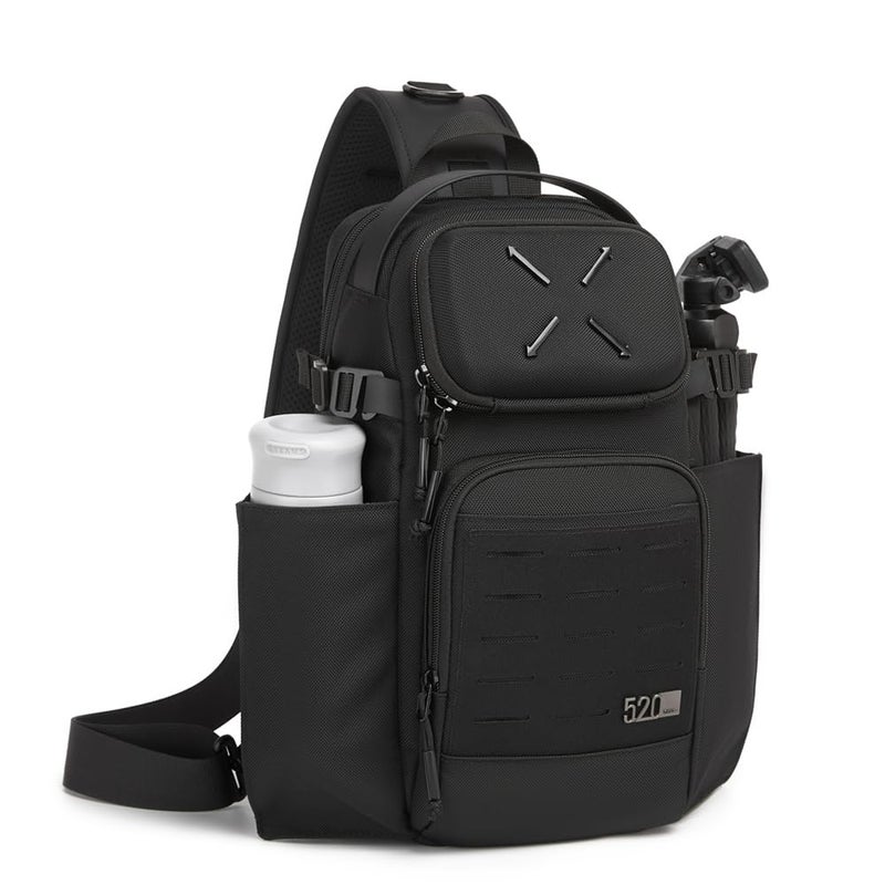 OZUKO Tactical Sling Bag, Black Small Crossbody Backpack for Men, Casual Shoulder Chest Bag for Travel, Work & Everyday Use - Image 4