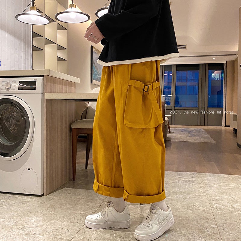 Casual Wide-Leg Trousers earthy yellow  - Image 1