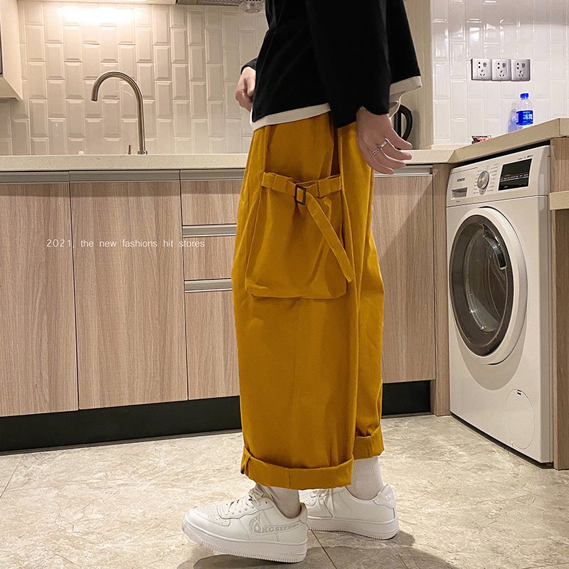 Casual Wide-Leg Trousers earthy yellow  - Image 3