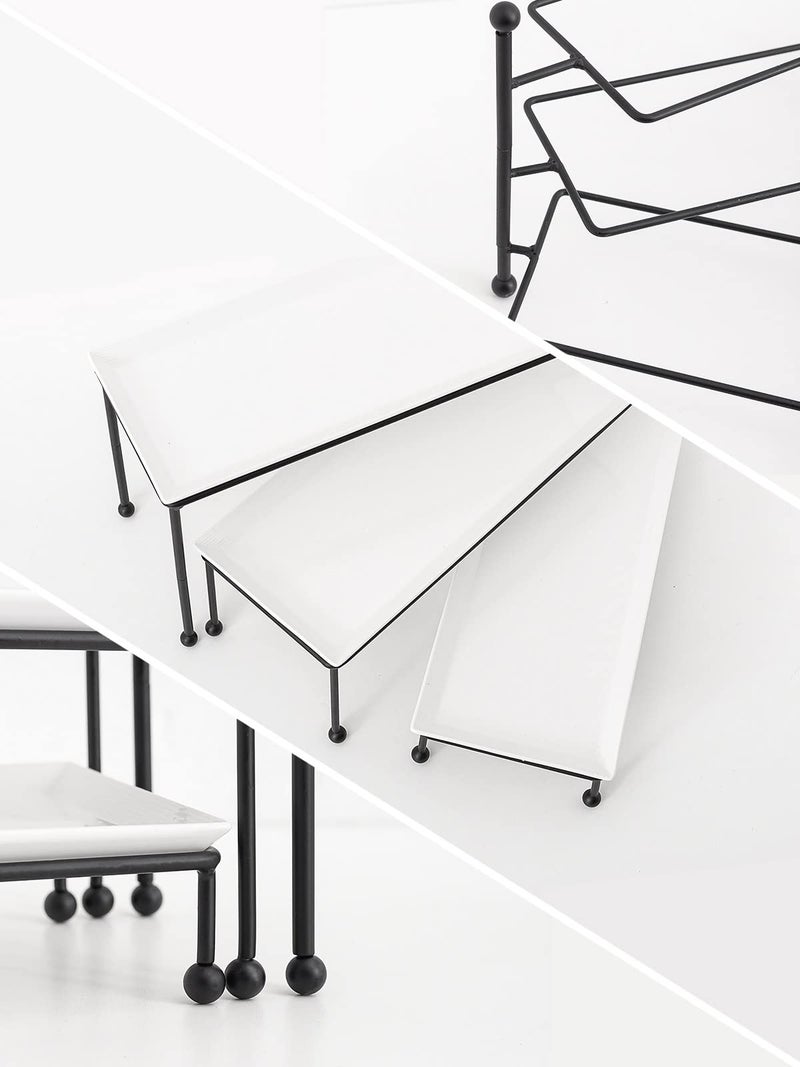 Kanwone 3 Tiered Serving Stand - White Porcelain Platters, 14.5" x 6" Tier Serving Trays for Entertaining, Dessert Stand - Image 3