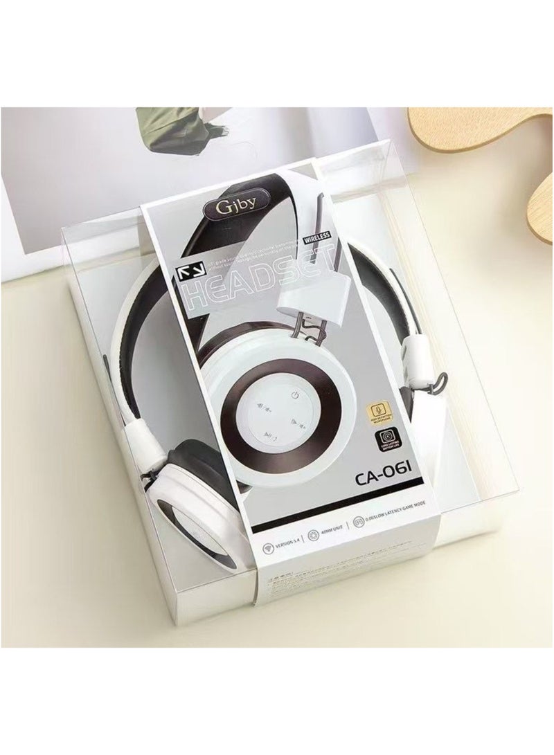 Gjby CA 061 Wireless Headset Hybrid  with Multiple Modes, Premium latest Design, Hi-Res Sound, 25H Playtime, Fast Type C Charge, Soft Earcups, Bluetooth Headphones, Travel |  White - Image 2