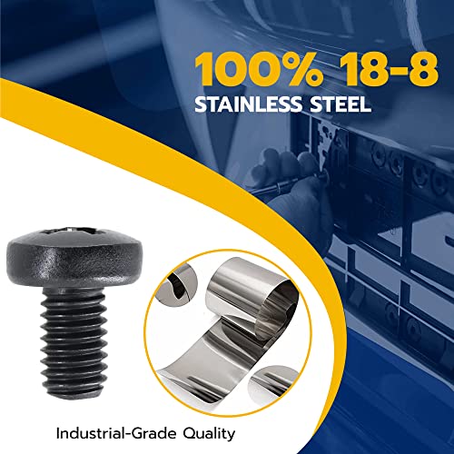 MAKERS BOLT Black License Plate Screws for Audi and VW, Phillips Machine Pan Head 18-8, Stainless Steel, M6-1.0 x 8 mm Bolt (Pack of 4) - Image 3