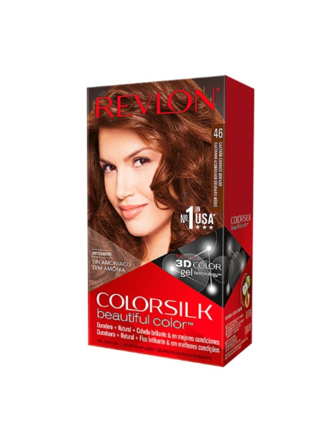 Revlon ColorSilk Beautiful Color Permanent Hair Color 46 Medium Golden Chestnut Brown - Image 1