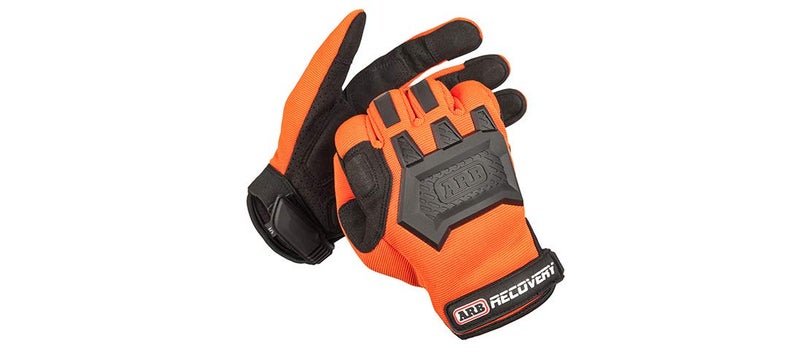 ARB Premium Recovery Winch Offroad Work Gloves Unisex Cut and Impact Resistant HiVis Orange All Purpose Touch Screen Compatible Adjustable Wrist Strap Tactile Padded Palms One Size Fits Most