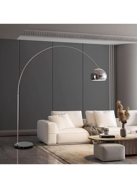 Contemporary Style Metal Arc Lamp With Marble Base,LED Floor Lamp,Height Adjustable 360° Rotation Lampshade Standing Reading Lamp,Tall Pole Light with Remote Control for Living Room,Bed Room,Office