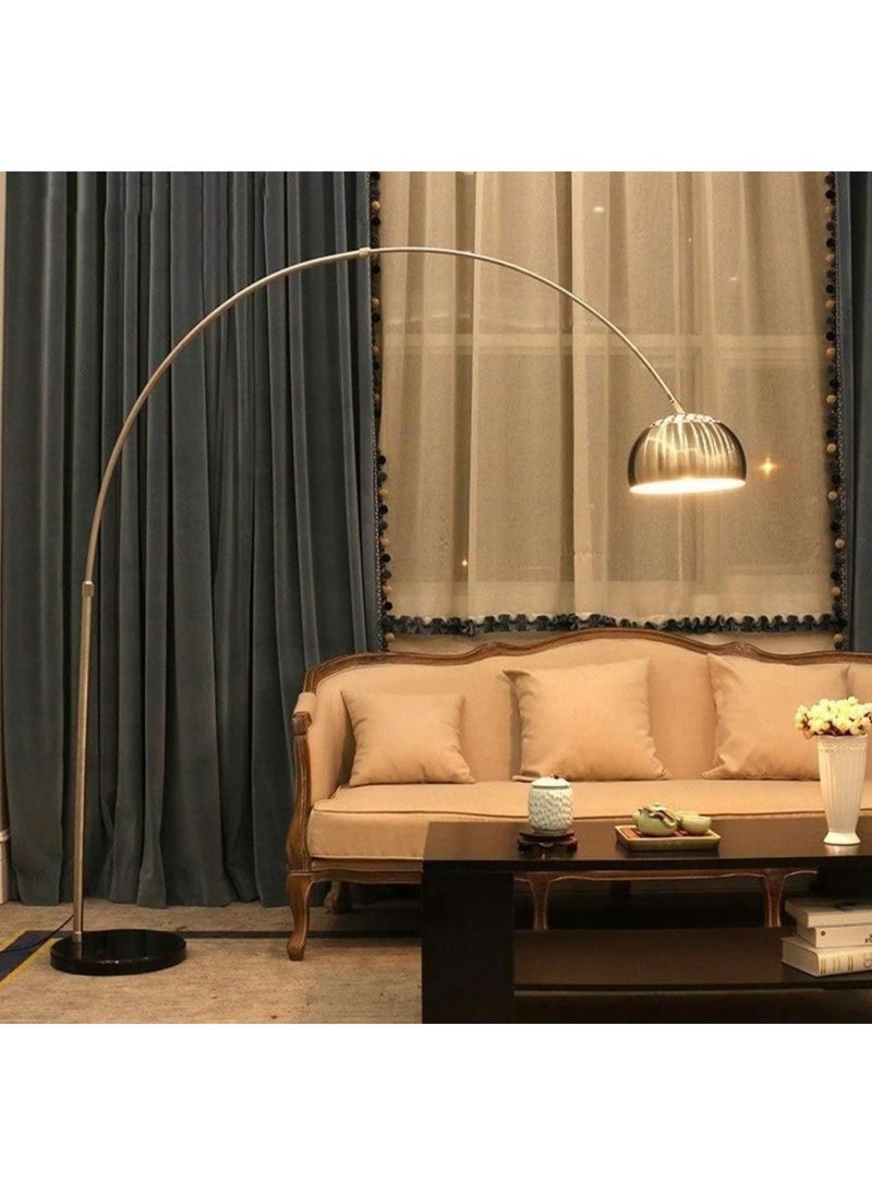 Jorunb - Contemporary Style Metal Arc Lamp With Marble Base,LED Floor Lamp,Height Adjustable 360° Rotation Lampshade Standing Reading Lamp,Tall Pole Light with Remote Control for Living Room,Bed Room,Office - Image 1