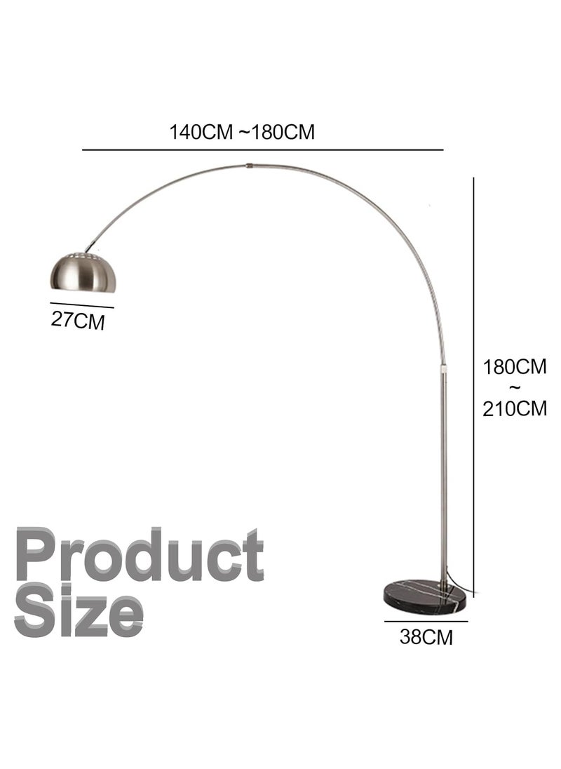 Jorunb - Contemporary Style Metal Arc Lamp With Marble Base,LED Floor Lamp,Height Adjustable 360° Rotation Lampshade Standing Reading Lamp,Tall Pole Light with Remote Control for Living Room,Bed Room,Office - Image 1