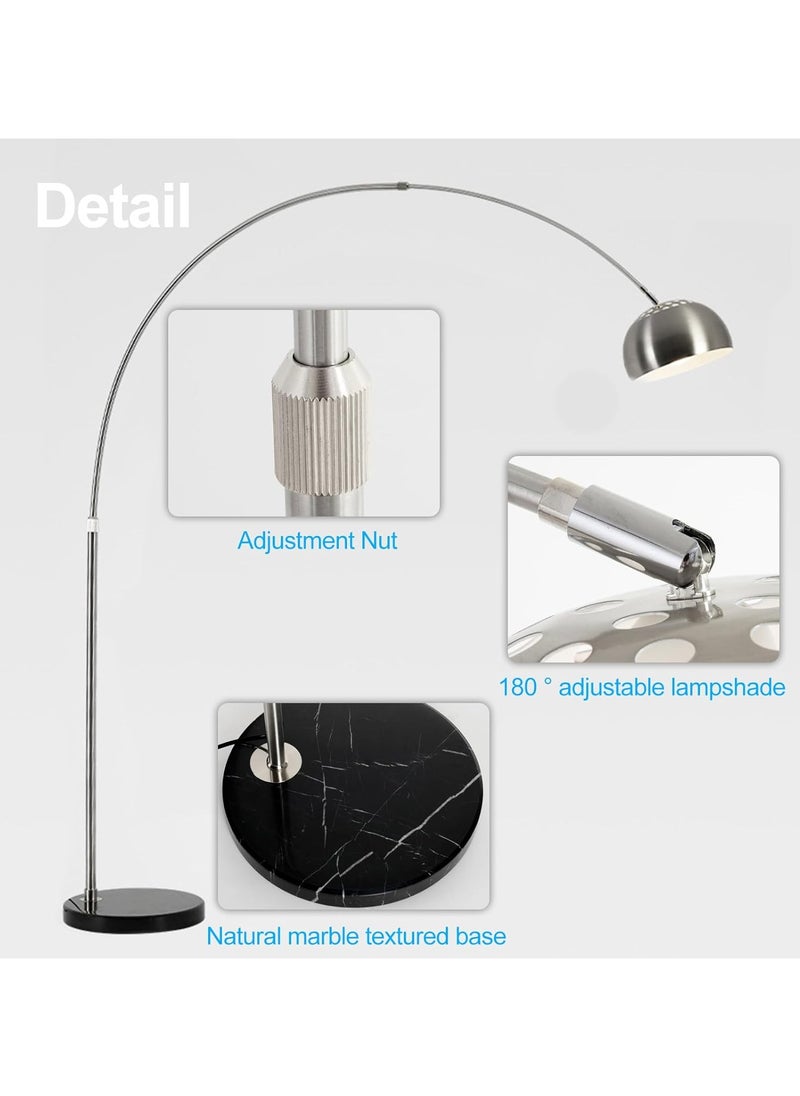 Jorunb - Contemporary Style Metal Arc Lamp With Marble Base,LED Floor Lamp,Height Adjustable 360° Rotation Lampshade Standing Reading Lamp,Tall Pole Light with Remote Control for Living Room,Bed Room,Office - Image 1