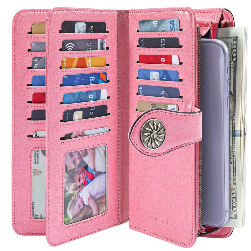 Travelambo Women's Wallet RFID Blocking Wristlet Clutch Purse with Large Capacity & Removable Strap - Image 2