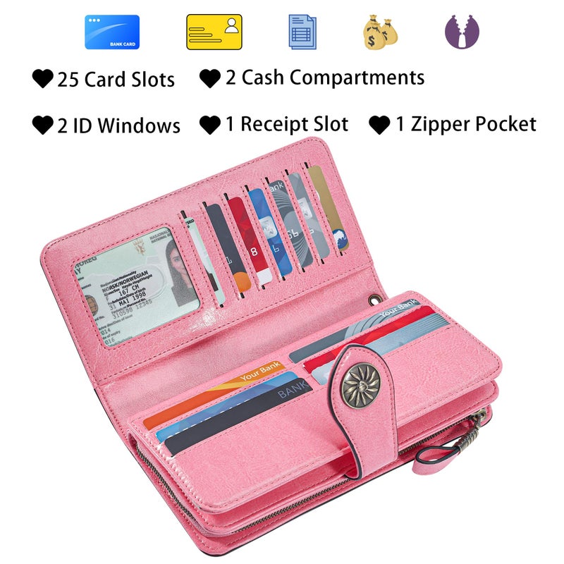 Travelambo Women's Wallet RFID Blocking Wristlet Clutch Purse with Large Capacity & Removable Strap - Image 3