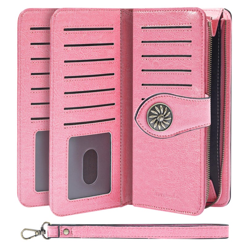 Travelambo Women's Wallet RFID Blocking Wristlet Clutch Purse with Large Capacity & Removable Strap - Image 1