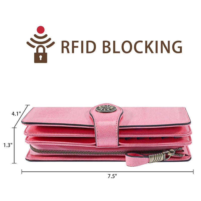 Travelambo Women's Wallet RFID Blocking Wristlet Clutch Purse with Large Capacity & Removable Strap - Image 4