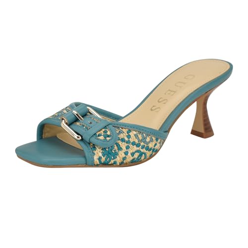 Guess Women's Dista Heeled Sandal, Light Blue Logo 450, 6.5 - Image 3