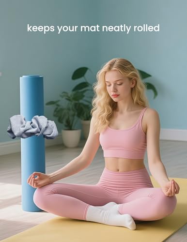 Mirmire Yoga Mat Scrunchie - Holds Your Yoga Mat in Style - Soft & Luxurious Fabric - Fits All Standard Yoga Mats Light Blue - Image 5