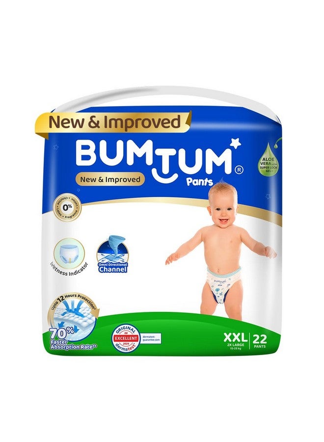 Bumtum Baby Diaper Pants, XXL Size, 22 Count, Double Layer Leakage Protection Infused With Aloe Vera, Cottony Soft High Absorb Technology - Image 1