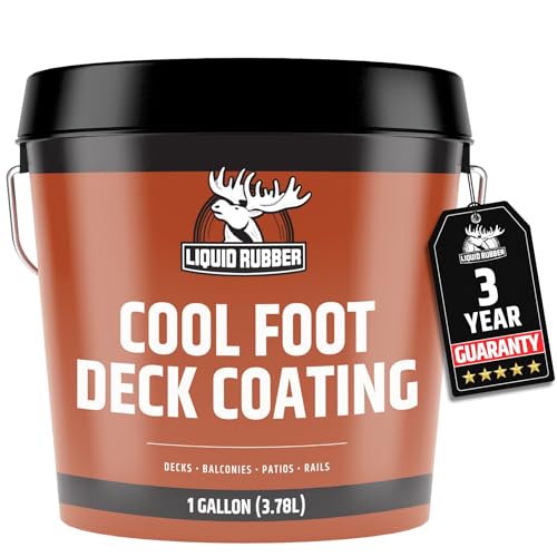 Liquid Rubber Cool Foot Deck Coating - Solar Protection Paint, Reduces Surface Temperatures by Up to 35%, Multi-Surface Cooling Decking Sealant, Waterproof, Durable Membrane, Pale Brown, 1 Gallon - Image 1