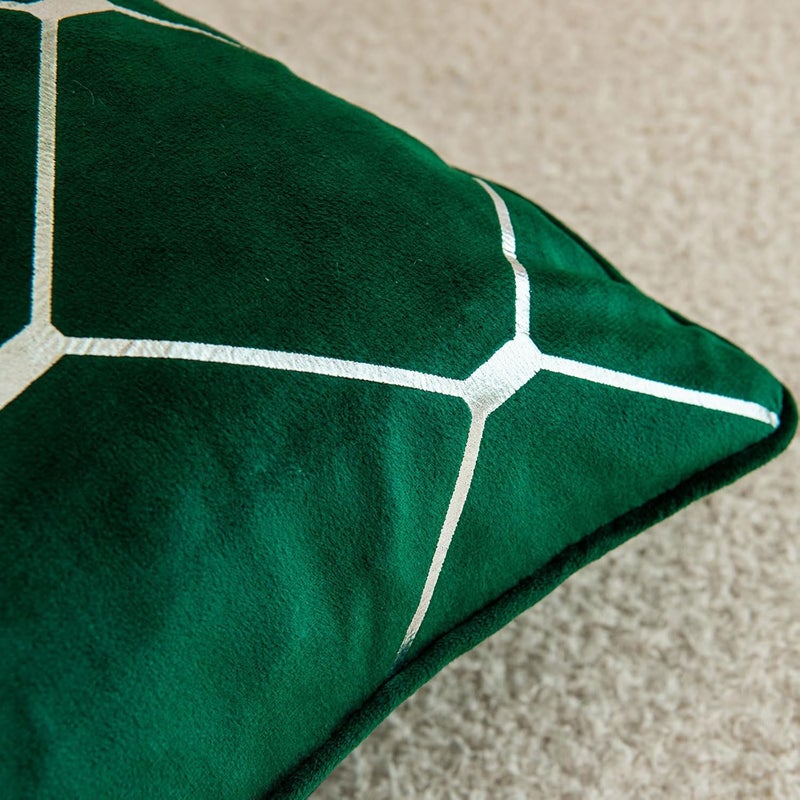 WACOMECO Silver Throw Pillow Covers, Pack of 2 Soft Velvet Decorative Cushion Covers for Couch Sofa Home Decoration, Emerald Green, 18x18 Inch - Image 3