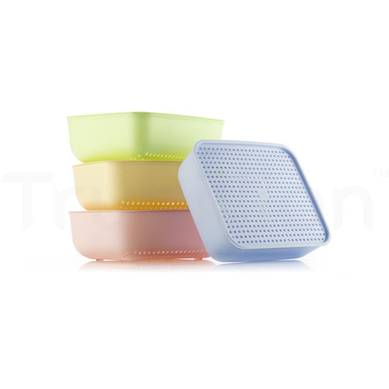 TRUBILLION LidBasket by Trubillion - Set of 4 Multipurpose Storage Baskets with Lid for Fridge, Kitchen, Office & Home - Stackable, Freezer Safe, BPA-Free, Durable Plastic Organizer for Fruits, Veggies & More - Image 5