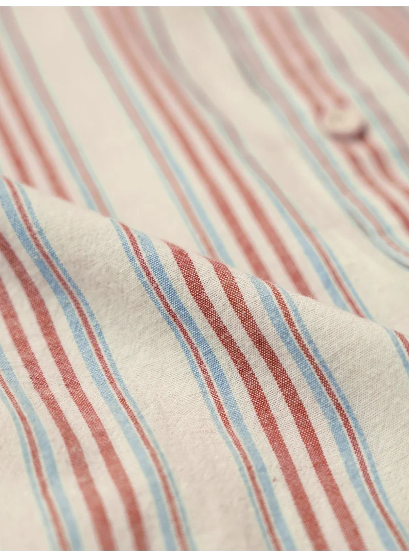 The Souled Store multicolour The Souled Store Men Seaside Striped Multicolour Regular Fit Cotton Linen Shirts for Men | Best Price UAE
