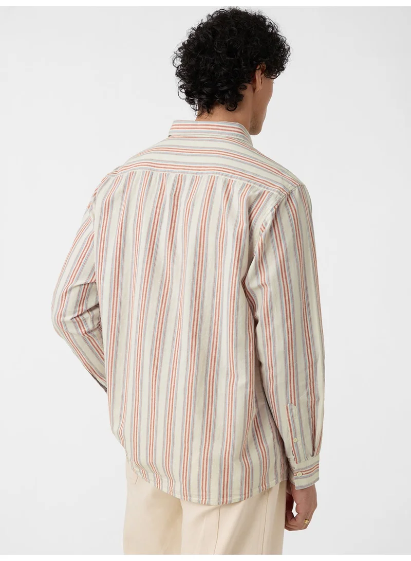 The Souled Store multicolour The Souled Store Men Seaside Striped Multicolour Regular Fit Cotton Linen Shirts for Men | Best Price UAE