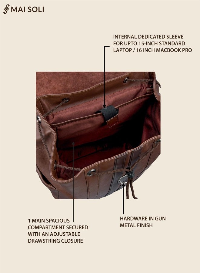 MAI SOLI Alpha Genuine Leather Brown Large Backpack - Image 4