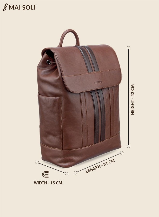 MAI SOLI Alpha Genuine Leather Brown Large Backpack - Image 3