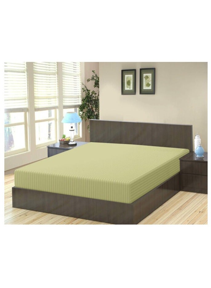 PROMASS Stripe Microfiber Olive Fitted Sheet -King 180 x 200 cm - Image 2