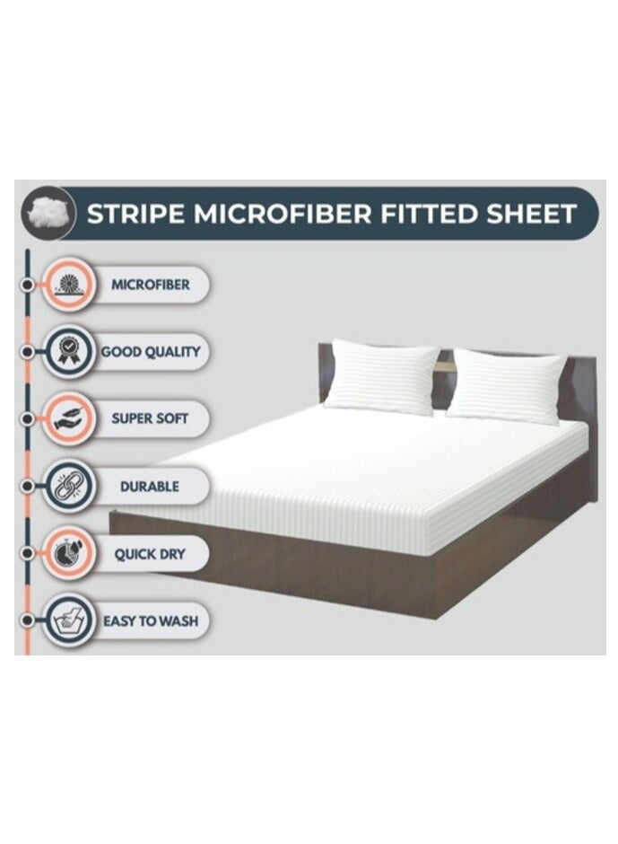 PROMASS Stripe Microfiber Olive Fitted Sheet -King 180 x 200 cm - Image 4