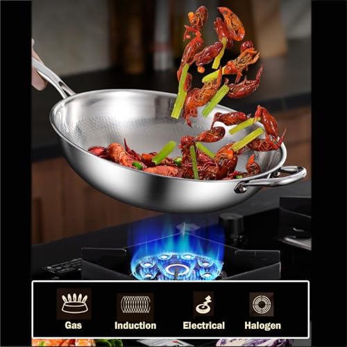 Toutrop Titanium Hammered Pan Pro,Frying Pans Nonstick,Flat Bottom Non-Stick Wok With Lid and Steamer Basket,Durable Scratch-Resistant Titanium Pans for Cooking,14inch with Steamer - Image 3