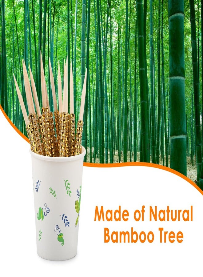Victhur Candy Apple Sticks 36 Pieces Bling Candy Apple Bamboo Skewers with Rhinestones Diamond Mesh Wrap for Fruit Treats, Pop Bar, Dessert Table, Tea Party and Birthday Wedding - Image 5
