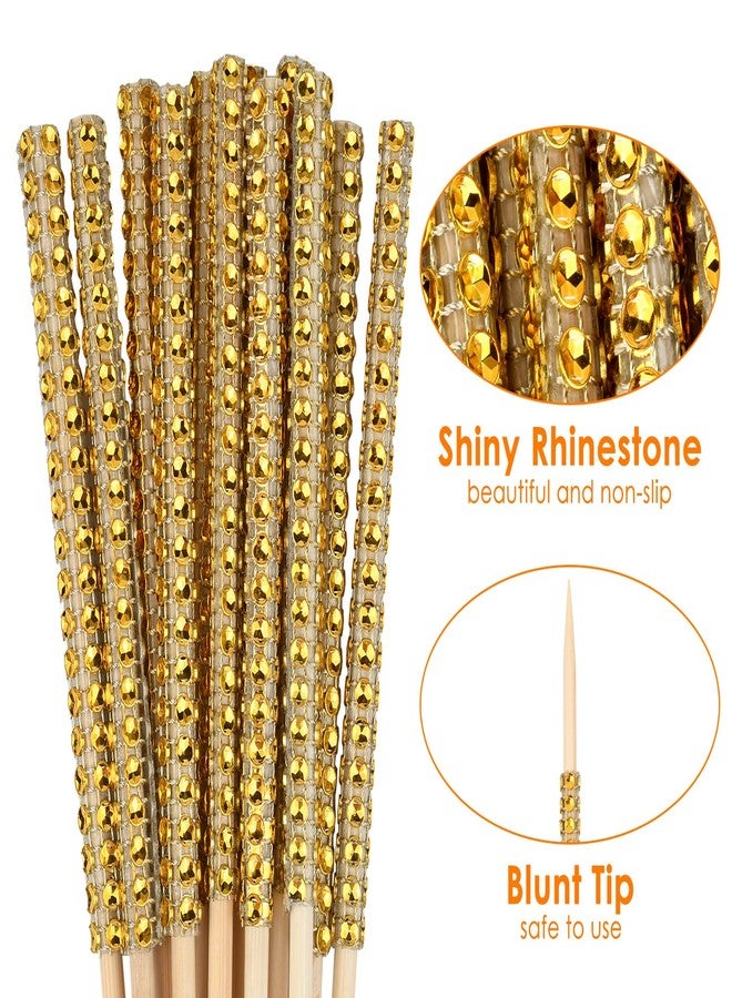 Victhur Candy Apple Sticks 36 Pieces Bling Candy Apple Bamboo Skewers with Rhinestones Diamond Mesh Wrap for Fruit Treats, Pop Bar, Dessert Table, Tea Party and Birthday Wedding - Image 4