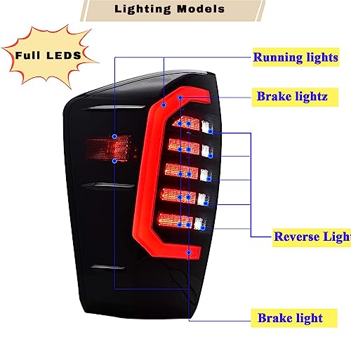 YUFANYA New Upgraded LED Tail Lights for 2016-2021 Toyota Tacoma,Smoked Black Full LED Taillights Assembly with Brake/Turn Signal/Reverse Lamp/Running Lights,3rd Gen Tacoma Accessories,Driver & Passenger Side - Image 4