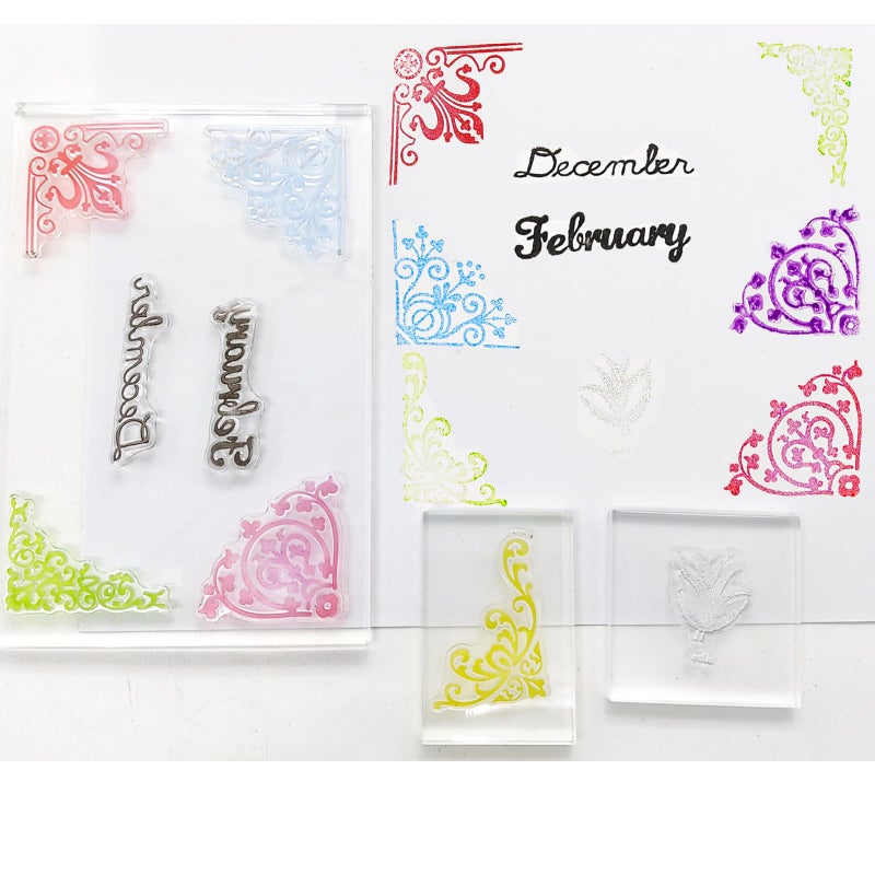 HRJZF 352 Pieces Acrylic Stamp Blocks Tools Set Include 339 Clear Stamp Blocks, 8 Pcs Colorful Craft Ink Pad 5 Pcs Clear Stamping Blocksfor Scrapbooking Card Making DIY - Image 3
