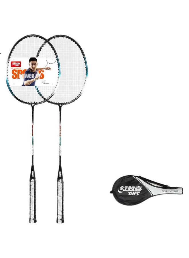 DHS (Double Happiness) Badminton Racket Set Of 2 For Beginners' Training, Model 1010 Black And Blue - Image 3