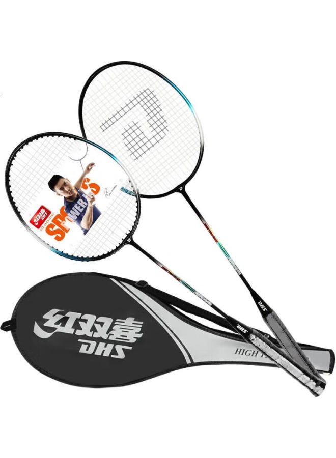 DHS (Double Happiness) Badminton Racket Set Of 2 For Beginners' Training, Model 1010 Black And Blue - Image 1