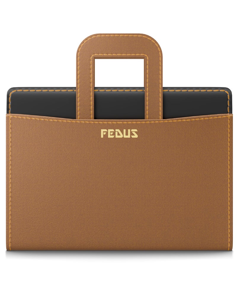 FEDUS Files for Documents 10 Leafs Foolscap Size (Bigger Than A4 Size) 4 Ring File with Hidden Handle Multipurpose Leatherette Portfolio Professional Executive Document File Folder for certificates - Image 1