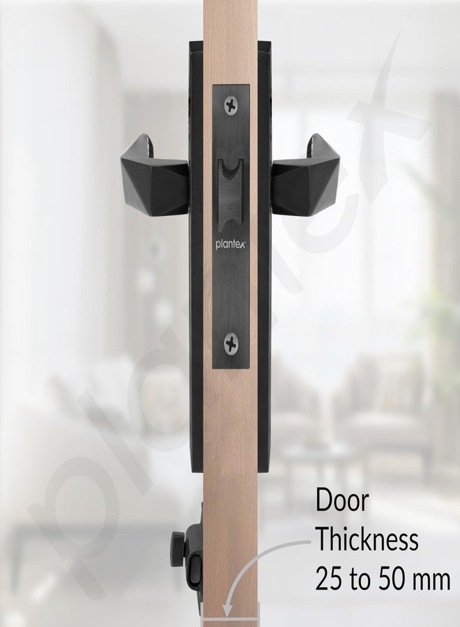 Plantex Heavy Duty Door Lock - Bathroom Door Lock/Mortise 8inch Keyless Plate Handle Set for Home/Bathroom/Store Room/Balcony/Office with Baby Latch (8129- Z-Black) - Image 3