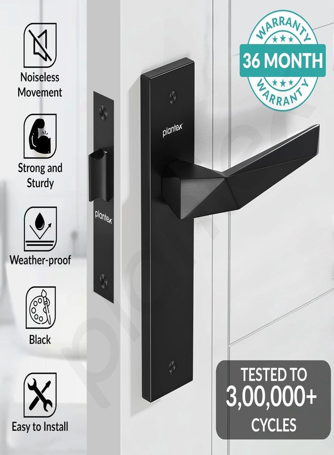 Plantex Heavy Duty Door Lock - Bathroom Door Lock/Mortise 8inch Keyless Plate Handle Set for Home/Bathroom/Store Room/Balcony/Office with Baby Latch (8129- Z-Black) - Image 2
