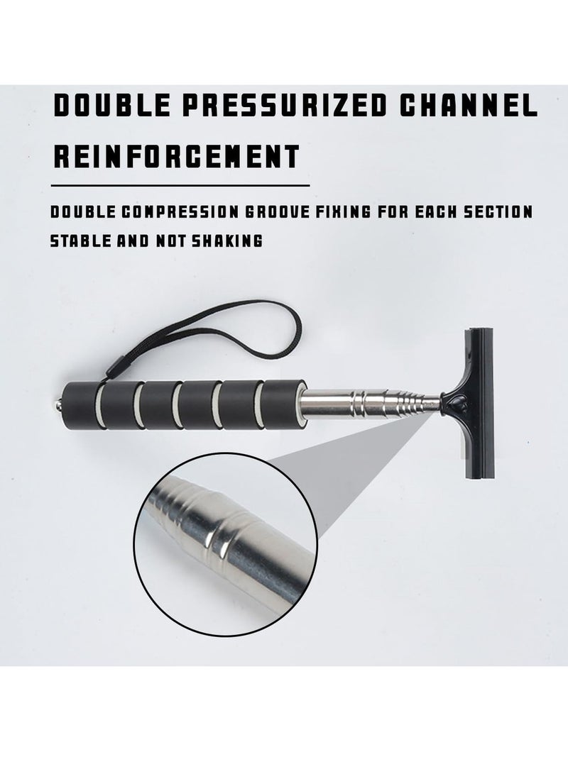 1pc Car Rearview Mirror Wiper, Retractable Auto Glass Squeegee, Water Cleaner with Telescopic Long Rod, Portable Cleaning Tool for All Vehicles, Universal Automotive Accessories (Black) - Image 5