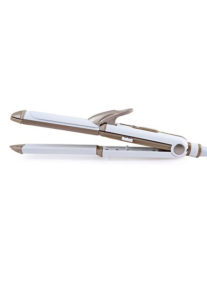 Multi Function 3 In 1 Ceramic Straighter Km - 1213 Golden/White - Image 3